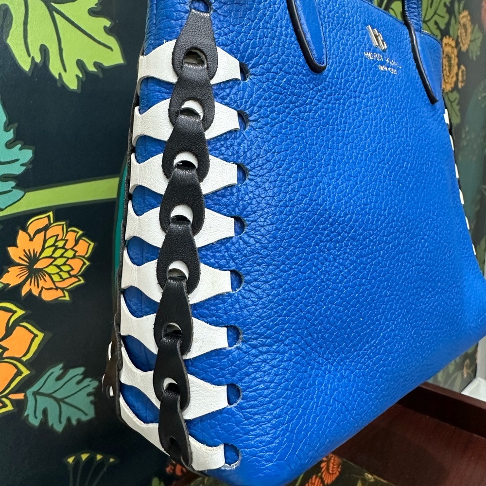 Henri Bendel West 57th Top Handle Satchel in Cobalt Blue Whipstitch Leather - Picture 5 of 16